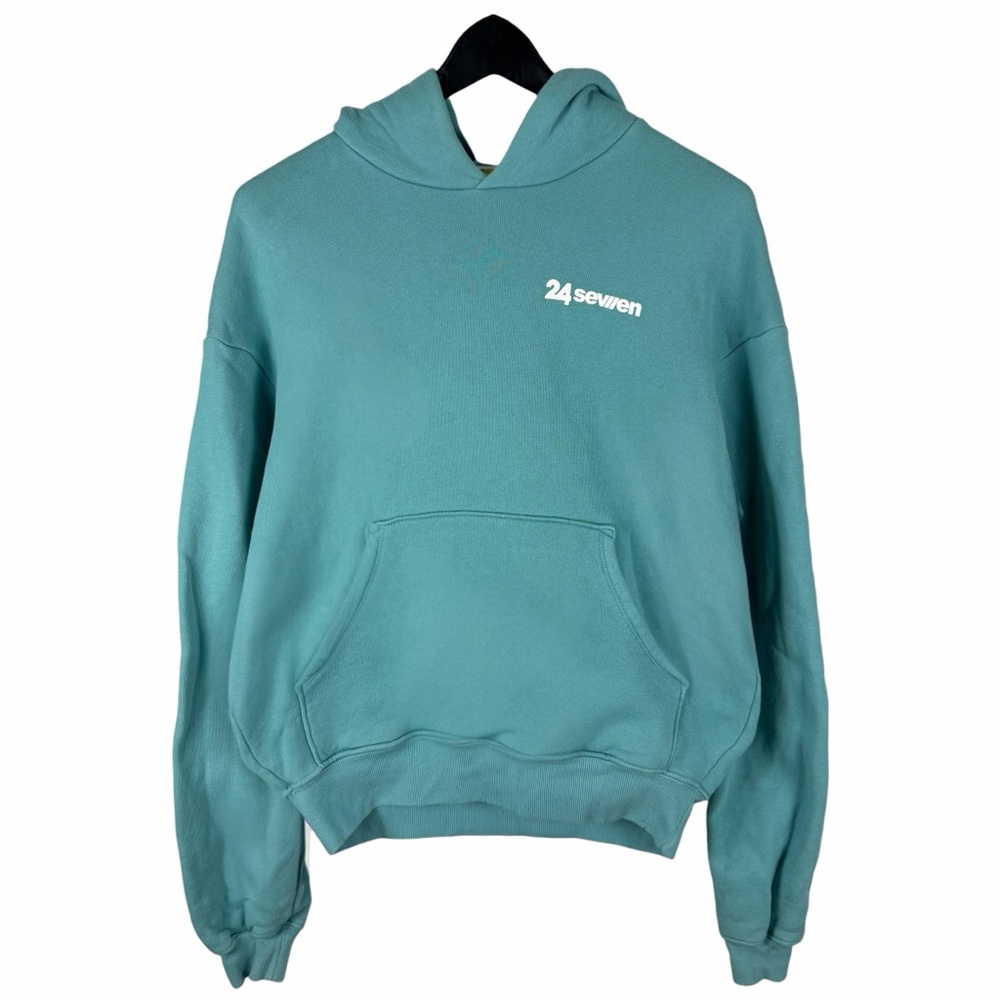 Mens 24Seven Non Stop Dancing Promo Streetwear Teal Hoodie Size XS